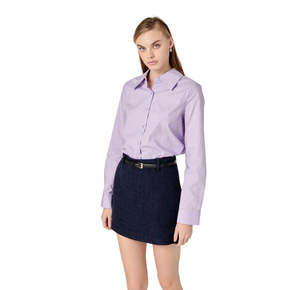 Medium EnglishFactory Cuff Sleeve Accent Collar Poplin Dress Shirt Lavender - Picture 1 of 13